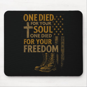 Christian Cross Military Veteran American Flag Fai Mouse Mat