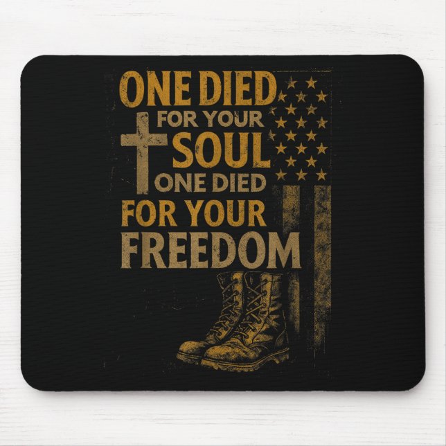 Christian Cross Military Veteran American Flag Fai Mouse Mat (Front)