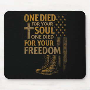 Christian Cross Military Veteran American Flag Fai Mouse Mat