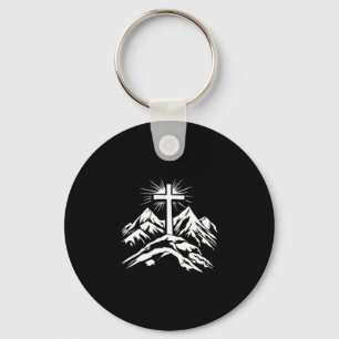 Christian Cross Mountains Religious  Key Ring