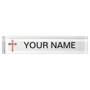 Christian cross nameplate