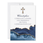 Christian Cross Navy Blue Gold Congratulations