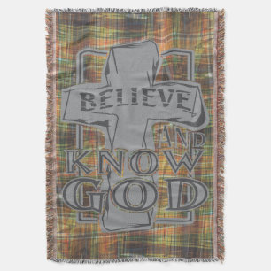 Christian Cross of Christ in Stone Grey T-Shirt Throw Blanket