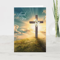 Christian Cross on a Hill and Lilies