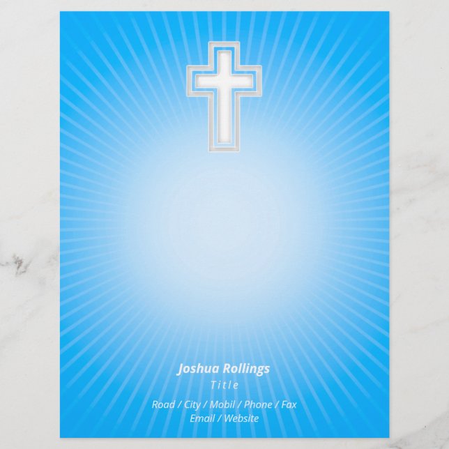 Christian Cross on glowing blue background Flyer (Front)