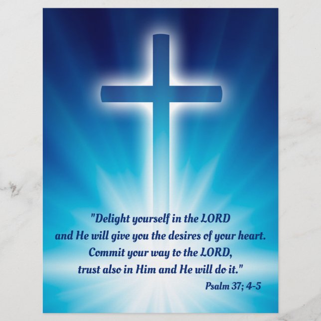 Christian Cross on glowing blue background Flyer (Front)