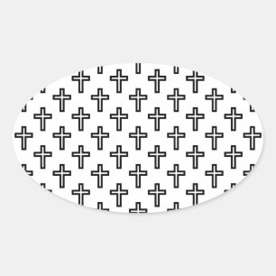 Christian Cross Oval Sticker