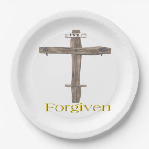 christian cross paper plate