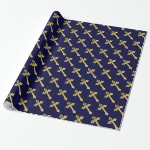 Christian cross pattern wrapping paper