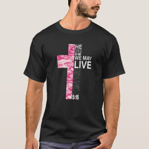 Christian Cross Pink Camo Women Teen Girls Easter T-Shirt