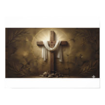 Christian Cross Poster | Rustic Wooden Cross Wall