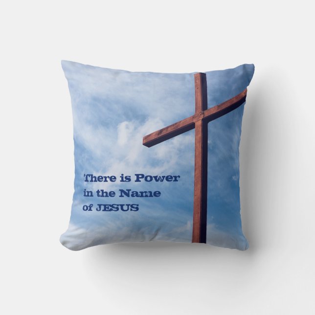Christian CROSS Power Name Jesus EASTER Cushion (Front)