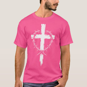 Christian Cross Punk Art Style Crown Of Thorns Jes T-Shirt