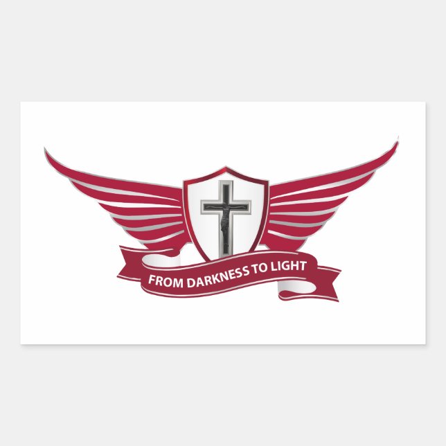 Christian cross rectangular sticker (Front)