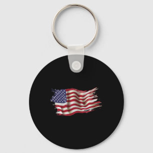 Christian Cross Red White And Blessed 4th Of July Key Ring