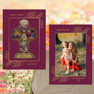 Christian Cross Resurrection Family Photo Easter Holiday Card