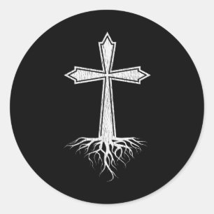 Christian Cross Rooted In Jesus Christ Christian Classic Round Sticker