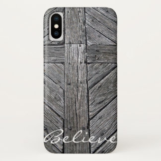Christian cross rustic wood monogram iPhone x case