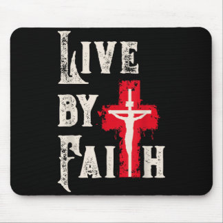 Christian Cross Scripture Live By Faith  Mouse Mat