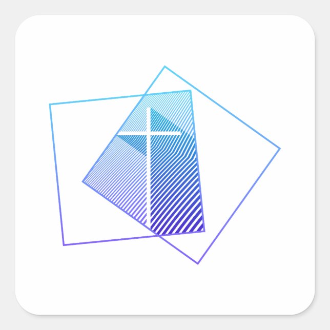 Christian Cross Square Sticker (Front)