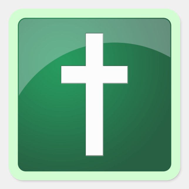 Christian Cross Square Sticker (Front)