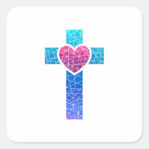 Christian Cross Square Sticker