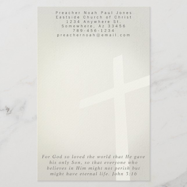 Christian Cross Stationery On Black (Front)