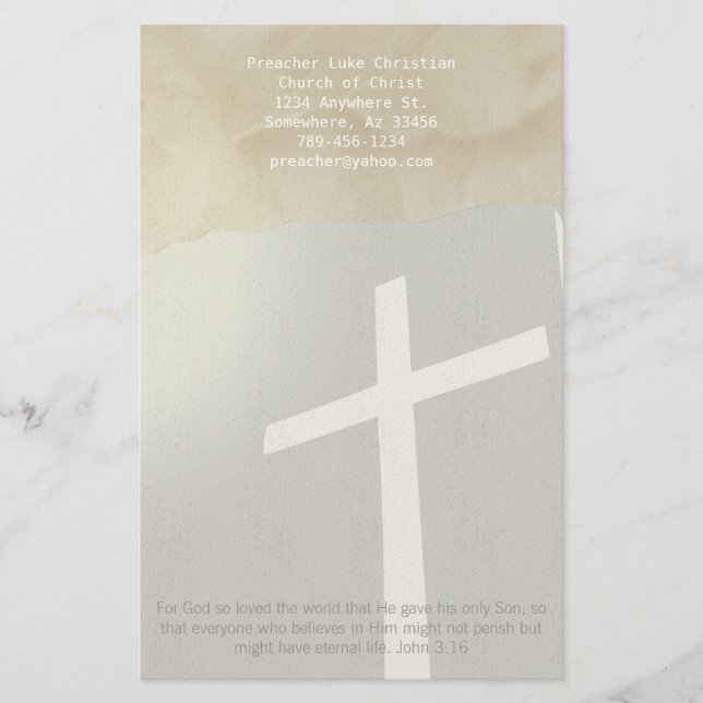 Christian Cross Stationery On Grey (Front)