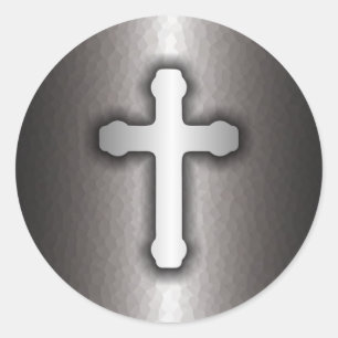 Christian Cross (Steel) Classic Round Sticker