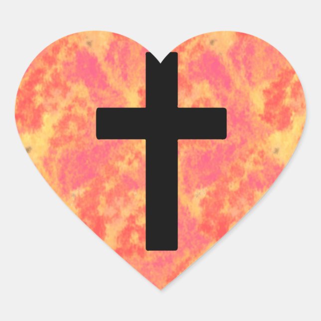 Christian Cross Stickers Sunrise Colour Background (Front)