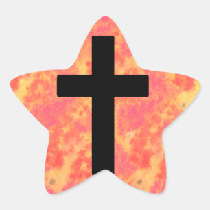 Christian Cross Stickers Sunrise Colour Background
