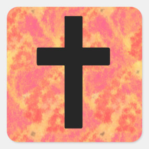 Christian Cross Stickers Sunrise Colour Background