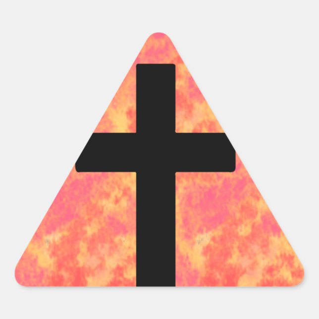 Christian Cross Stickers Sunrise Colour Background (Front)