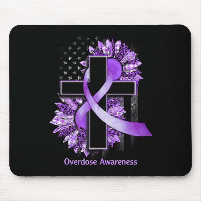 Christian Cross Sunflower Overdose Awareness  Mouse Mat (Front)