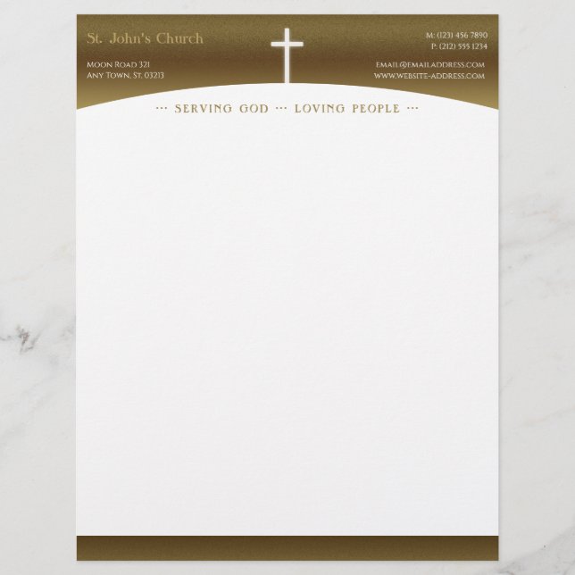 Christian Cross Symbol Custom Letterhead (Front)