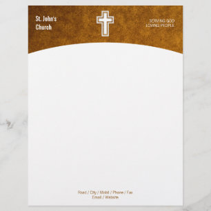Christian Cross Symbol Gold Letterhead