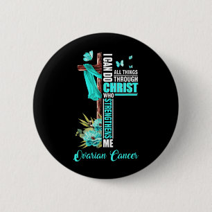 Christian Cross Teal Ribbon Survivor Fighter 6 Cm Round Badge