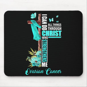 Christian Cross Teal Ribbon Survivor Fighter Mouse Mat