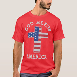 Christian cross USA Flag God bless america Premium T-Shirt