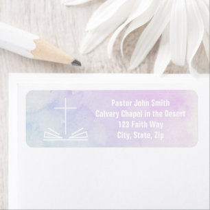 Christian Cross Watercolor Return Address Label
