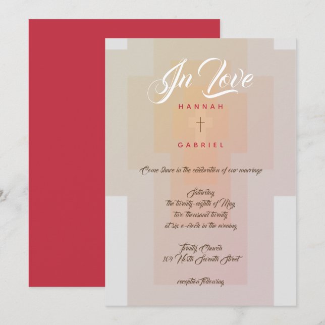 Christian Cross Wedding Invitation (Front/Back)