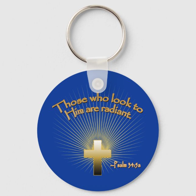 Christian Cross with Bible Quote Tshirts Key Ring (Front)