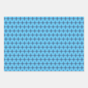 Christian Cross with Blue Ornament Wrapping Paper Sheet