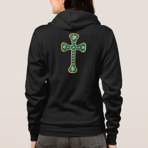 Christian Cross with "Emerald" Stones Hoodie