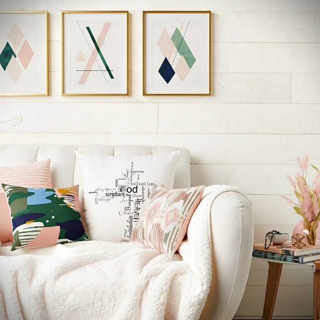 christian cross words cushion (Creator Uploaded)