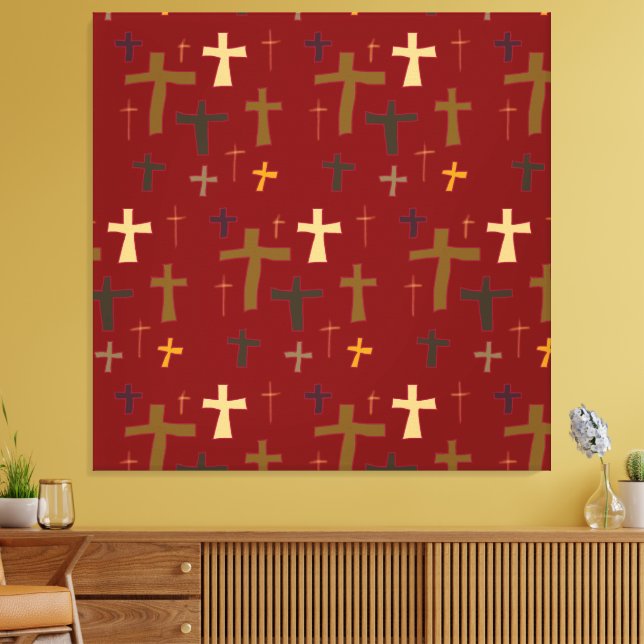 Christian Crosses on Red background Canvas Print (Insitu(LivingRoom))