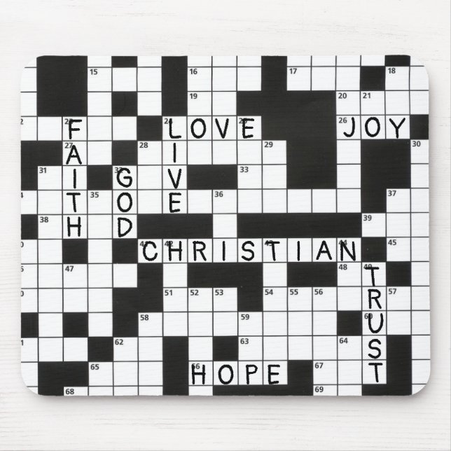Christian Crossword Puzzle Pattern Mouse Mat (Front)