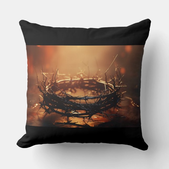 Christian Crown of Thorns Jesus Cushion (Front)