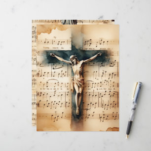 Christian Crucifix Vintage Scrapbook Paper