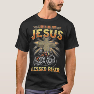 Christian Cruising Jesus Blessed Biker Motorcycle  T-Shirt
